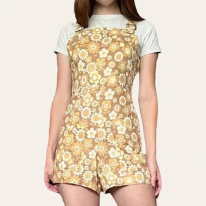 Afends NWT sustainable hemp retro floral overalls - MJ Playsuit in Sienna